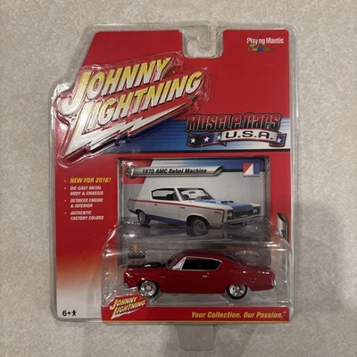 2016 Johnny Lightning Muscle Cars U.S.A.:  Red 1970 AMC Rebel Machine New in Box - Image 1 of 4