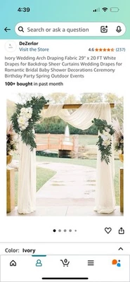 5 Ivory Wedding Arch Draping Fabric Drapes for Backdrop Sheer Curtains - Image 1 of 4