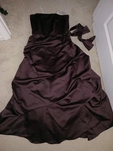 David Bridal Brown Maxi Dress Size 12 - Picture 1 of 8