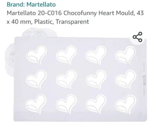 Martellato 20-C016 Chocofunny Heart Mould, 43 x 40 mm, Plastic, Transparent - Picture 1 of 3