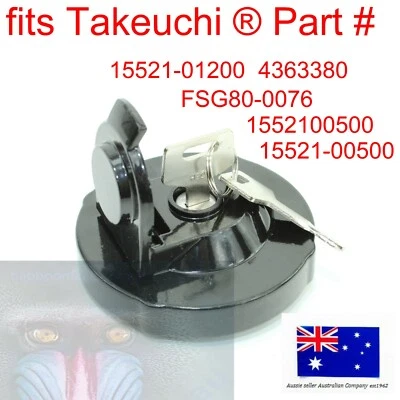 Tapa de combustible y llaves para Takeuchi TL26 TB016 TB015 TB014 TB125 TL120 TL130 TL140 Foto 1 de 4