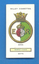 SHIPS BADGES.No.3.H.M.S.QUEEN ELIZABETH.BATTLESHIP.WILLS CIGARETTE CARD 1925