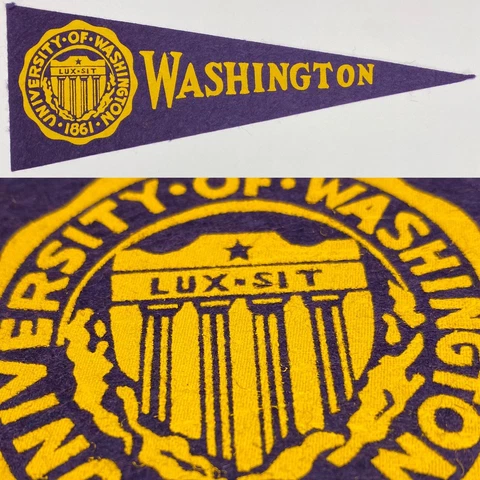1950s Washington Huskies University Hormel Mini Pennant 3.5x9.75" Seattle PAC 10 Cover