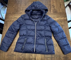 Lucky Brand Women's Navy Blue Lightweight Hooded Puffer Jacket - Size Medium - Picture 1 of 7