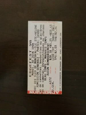 Edgefest 1998, Montreal Vintage Original Concert Ticket Stub - Image 1 of 2