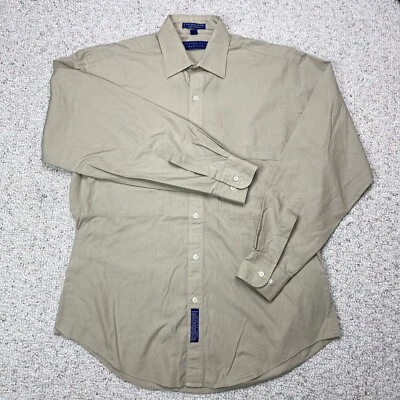 Camisa social masculina Geoffrey Beene tamanho 15 ponta bronzeada gola cano punho detalhe no peito - Imagem 1 de 4