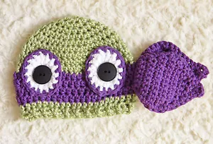 TMNT Inspirado Hecho a Mano Crochet Bebé Sombrero Tortuga Ninja Donatello Unisex - Imagen 1 de 2