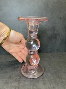Vintage Pink Murano Glass Candlestick Large Heavy 700g - Picture 1 of 10