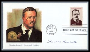 US FDC # 2218g 22c Theodor Roosevelt  Fleetwood   1987, 9p7378 - Picture 1 of 1