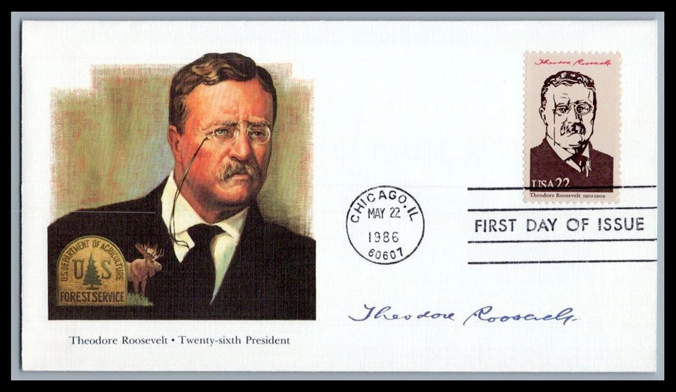 US FDC # 2218g 22c Theodor Roosevelt  Fleetwood   1987, 9p7378 - Image 1 of 1