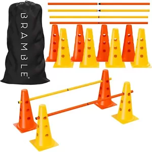 Adjustable Height Speed Agility Hurdles Set 12 Cones & 6 Training Poles - Picture 1 of 8