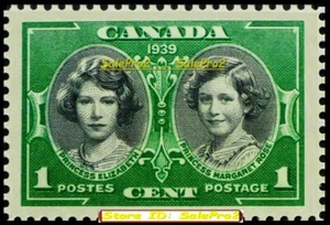CANADA 1939 VISITA REALE PRINCIPESSA MARGARET & ELIZABETH ZECCA VOLTO 1 CENTESIMO FRANCOBOLLO MNH - Foto 1 di 2
