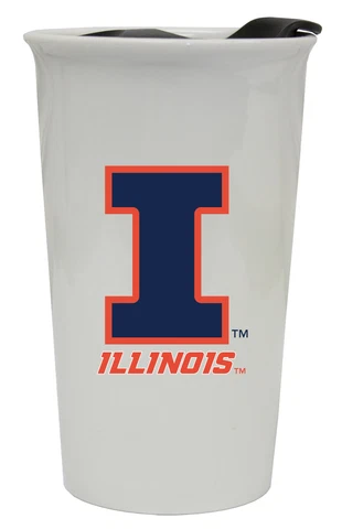 Illinois Fighting Illini Double Walled Ceramic Tumbler Set-NCAA Travel Mug 2pk Cover