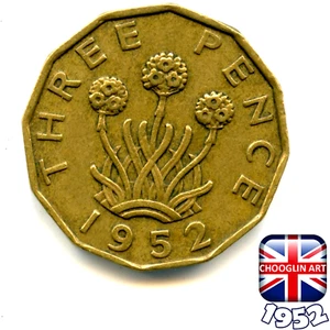A BRITISH 1952 GEORGE VI THREEPENCE coin, 73 Years Old! - Picture 1 of 2