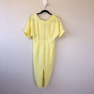 Asos Woven Midi Dress V Back Split Front Butter Yellow Women Petite Size 6 NWT’s - Image 1 of 4