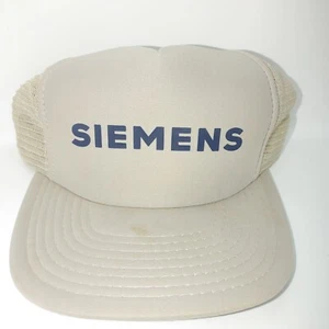 Vintage SIEMENS Adjustable Snapback Hat Cap Trucker Mesh Tan - Bild 1 von 12