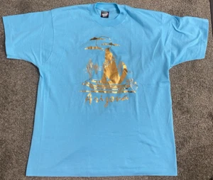 Vintage 90's Screen Stars Best XL Coyote Howling Arizona Blue Gold T-shirt USA - Picture 1 of 6