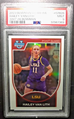 Hailey Van Lith PSA 9 MINT 2023-24 Bowman Chrome University 2007-08 #07B-26 - Image 1 of 4