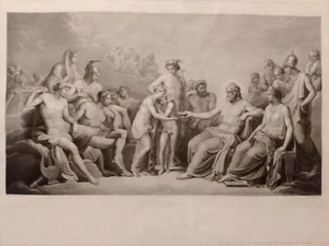 Camuccini Fontana Psiche Amore Giove Nettare stampa antica neoclassicismo 1830 - Picture 1 of 10