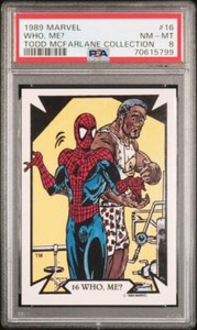 1989 COMIC IMAGES MARVEL TODD MCFARLANE WHO, ME? SPIDER-MAN #16 PSA 8