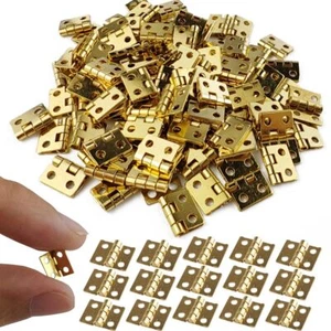 100 Pcs Mini Hinges Miniature Hardware with Screws for Wooden Box Crafts Chest - Picture 1 of 5