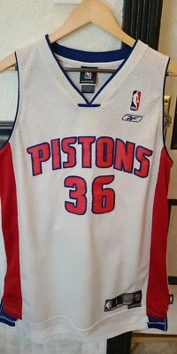 Camiseta deportiva de colección NBA Reebok Detroit Pistons Rasheed Wallace 36 para hombre grande cosida blanca Foto 1 de 4
