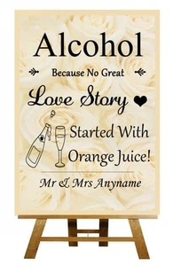 Roses Alcohol Personalised Wedding Sign / Poster - Picture 1 of 8