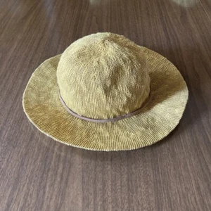 MARCUS ADLER NEW YORK Mustard Yellow Woven Knit Faux Leather Band Panama Hat - Picture 1 of 11