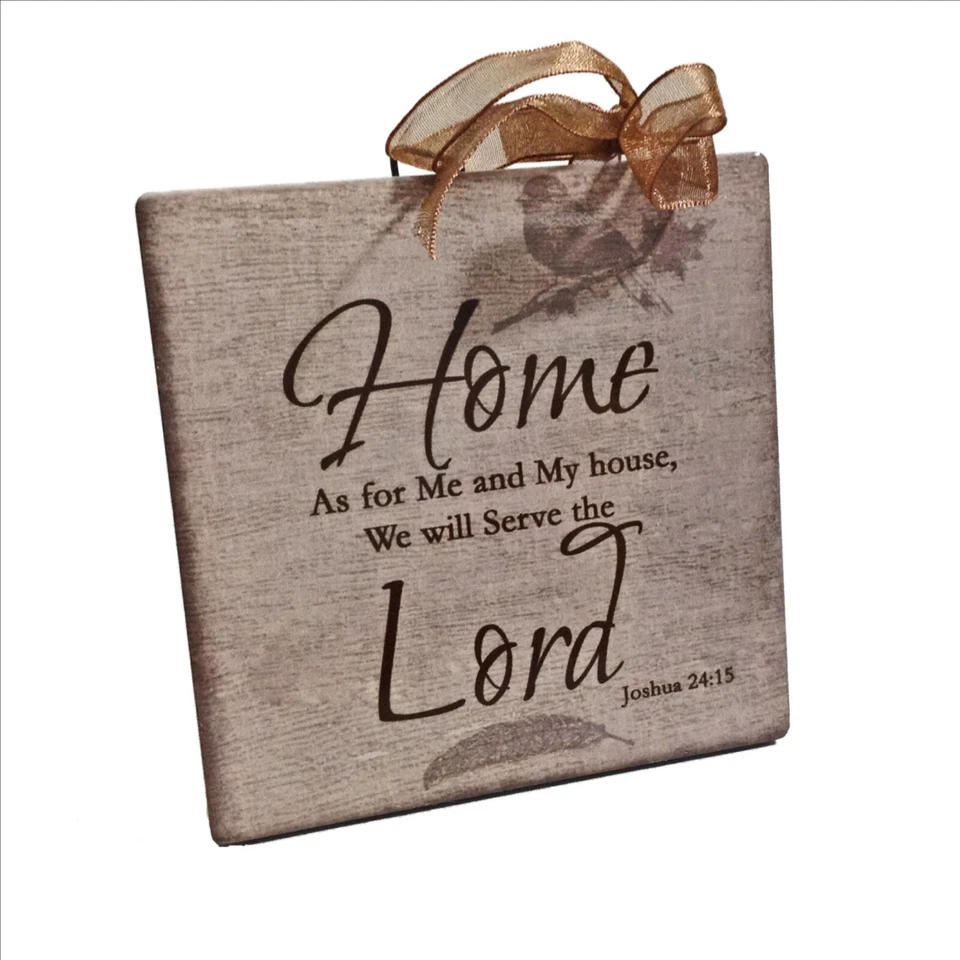 Placa cristiana inspiradora Home We Will Serve the Lord 4x4x1 pulgadas Foto 1 de 1