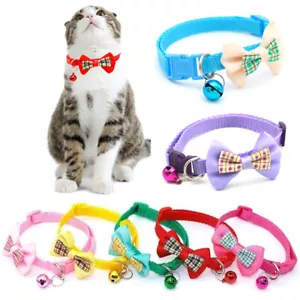 Personalized Adjustable Nylon Cat Collar Cute Bow Tie For Cats And Small Dogs - Picture 1 of 20