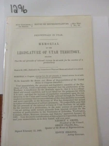 Government Report 1869 Funds for a Penitentiary In Utah #1296 - Picture 1 of 2