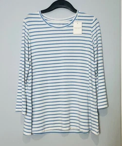 New with tags  Majestic Filatures striped 3/4 sleeve t shirt sz 3 rrp £113 - Picture 1 of 5