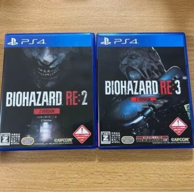 Lot 2 BIOHAZARD RE 2 3 Z Version set USED PS4 From Japan Resident Evil CAPCOM - Image 1 of 4