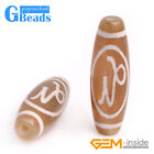 Rice Oval Zodiac Pattern Coated Agate Stone Beads for Jewelry Making 1pc 10x30mm