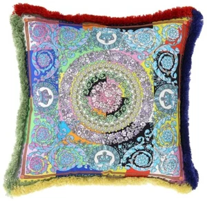 Versace Baroque Patchwork Colorful Pillow Cushion 17 x 17” - Picture 1 of 13