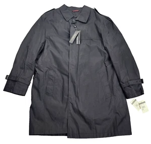 NWT Kenneth Cole NY Mens Rain Jacket Trench Coat Rado Black size 48 Regular - Picture 1 of 12