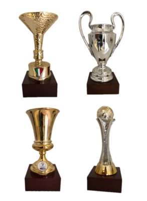 REPLICHE COPPE IN MINIATURA "QUATTRO TROFEI A SCELTA " RESINA GALV ORO/ARG - Image 1 of 4