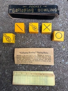 Vintage Pocket Galloping Bowling Bakelite Dice Game w/ Black Case & Instructions - Picture 1 of 5