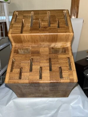 The Pampered Chef Bamboo Knife Block Wooden Large 16 Slot Nice! - Image 1 of 4
