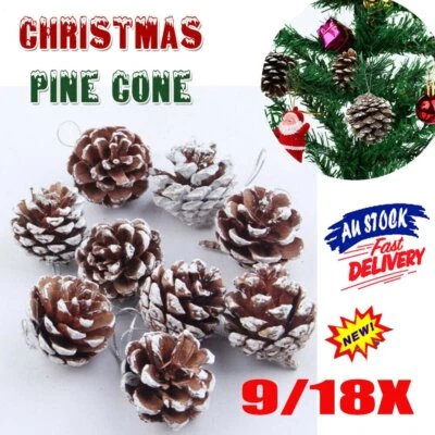 9/18PCS Natural Pine Cones Hanging Christmas Tree Decor Ornament Crafts Cone DHQ - image 1 of 4