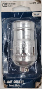 Commercial Electric 3-Way Turn Knob Lamp Socket Brushed Nickel 2-3/4" - Picture 1 of 2