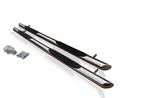 Stainless Steel Side Bars Tapered Ends +4 Pads To Fit Citroen Berlingo SWB 2019+ - Picture 1 of 4