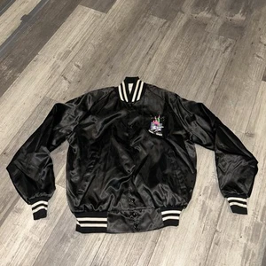 Vintage Disneyland Mickey 35 Magical Years Black Satin Bomber Jacket Size Medium - Picture 1 of 4