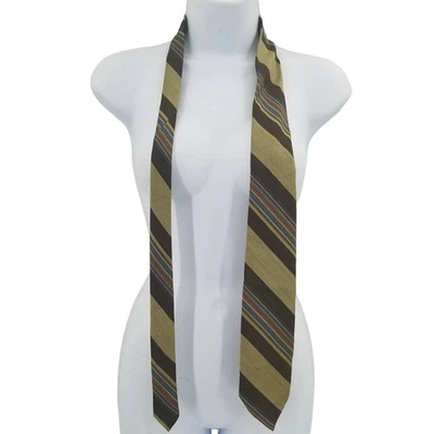 Towncraft Vintage WIDE  Mens Neck Tie 54" Green Striped Wool Blend Penneys - Image 1 of 4