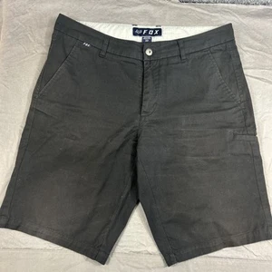 Fox Racing Shorts Mens 33 Black Flat Front Cotton Twill Y2k Grunge Cargo Pocket - Picture 1 of 8