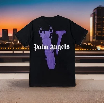 NUEVA Camiseta Vlone X Palm Angels Púrpura Blanca Negra TALLA MEDIANA Foto 1 de 4