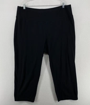 Pantalones EILEEN FISHER 2x Algodón Orgánico Elastizado Jersey Recortado Recto Negro Foto 1 de 4