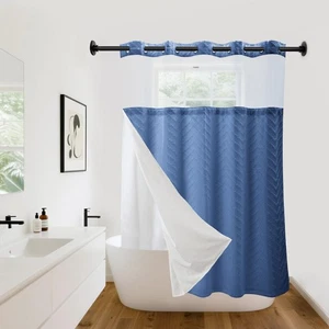 Hakenloser Duschvorhang mit Snap in Liner 71" x 74" Doppellagig Wasserdicht... - Bild 1 von 6