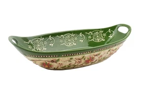TEM-TATIONS OLD WORLD OVAL GREEN  SERVING DISH 842309 - Picture 1 of 7