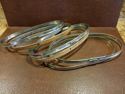3 VINTAGE Embroidery Hoops 9" x 4.5" Oval Cork-Lined Metal / Spring Tension USA - Image 1 of 4
